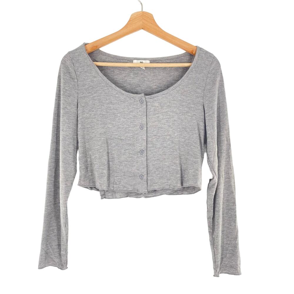 BP. Nordstrom Rib Cardigan Tank Combo Button Heather Gray